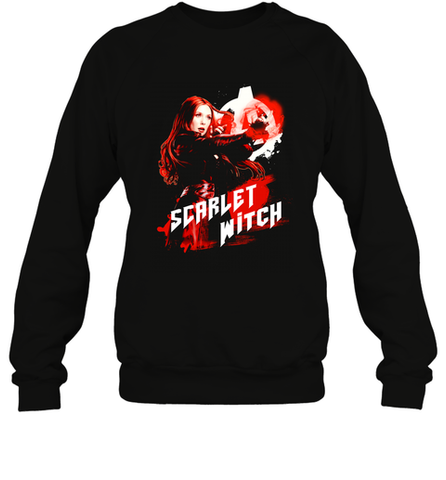 Marvel Infinity War Scarlet Witch Red Splat Crewneck Sweatshirt Crewneck Sweatshirt / Black / S Crewneck Sweatshirt - skytshirtshop