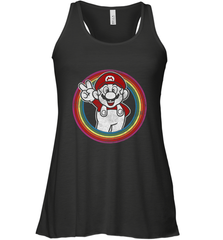 Super Mario Rainbow Circle Distressed Logo Women's Racerback Tank Women's Racerback Tank - skytshirtshop
