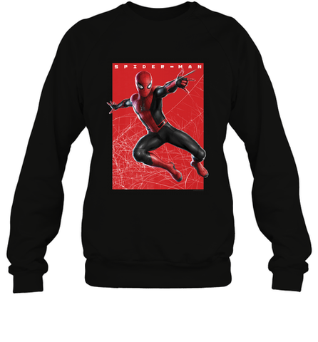 Marvel Spider Man Far From Home Web Swinging Poster Crewneck Sweatshirt Crewneck Sweatshirt / Black / S Crewneck Sweatshirt - skytshirtshop
