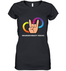 Neurodiversity Rocks Shirt Brain Autism Awareness Women's V-Neck T-Shirt Women's V-Neck T-Shirt - skytshirtshop