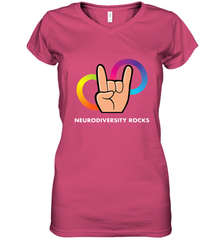 Neurodiversity Rocks Shirt Brain Autism Awareness Women's V-Neck T-Shirt Women's V-Neck T-Shirt - skytshirtshop