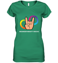 Neurodiversity Rocks Shirt Brain Autism Awareness Women's V-Neck T-Shirt Women's V-Neck T-Shirt - skytshirtshop