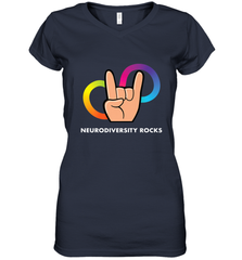 Neurodiversity Rocks Shirt Brain Autism Awareness Women's V-Neck T-Shirt Women's V-Neck T-Shirt - skytshirtshop