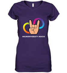 Neurodiversity Rocks Shirt Brain Autism Awareness Women's V-Neck T-Shirt Women's V-Neck T-Shirt - skytshirtshop