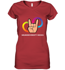 Neurodiversity Rocks Shirt Brain Autism Awareness Women's V-Neck T-Shirt Women's V-Neck T-Shirt - skytshirtshop
