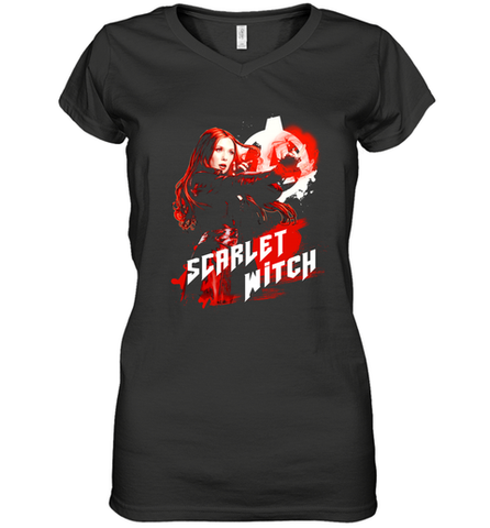 Marvel Infinity War Scarlet Witch Red Splat Women's V-Neck T-Shirt Women's V-Neck T-Shirt / Black / S Women's V-Neck T-Shirt - skytshirtshop