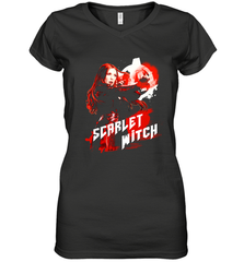 Marvel Infinity War Scarlet Witch Red Splat Women's V-Neck T-Shirt Women's V-Neck T-Shirt - skytshirtshop