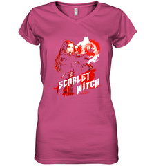 Marvel Infinity War Scarlet Witch Red Splat Women's V-Neck T-Shirt Women's V-Neck T-Shirt - skytshirtshop