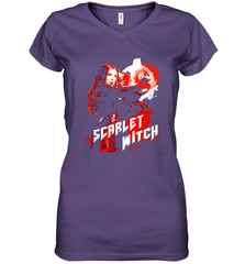 Marvel Infinity War Scarlet Witch Red Splat Women's V-Neck T-Shirt Women's V-Neck T-Shirt - skytshirtshop