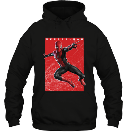 Marvel Spider Man Far From Home Web Swinging Poster Hooded Sweatshirt Hooded Sweatshirt / Black / S Hooded Sweatshirt - skytshirtshop