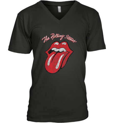 Mens The Rolling Stones Script Tongue Logo Men's V-Neck Men's V-Neck / Black / S Men's V-Neck - skytshirtshop
