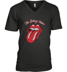 Mens The Rolling Stones Script Tongue Logo Men's V-Neck Men's V-Neck - skytshirtshop