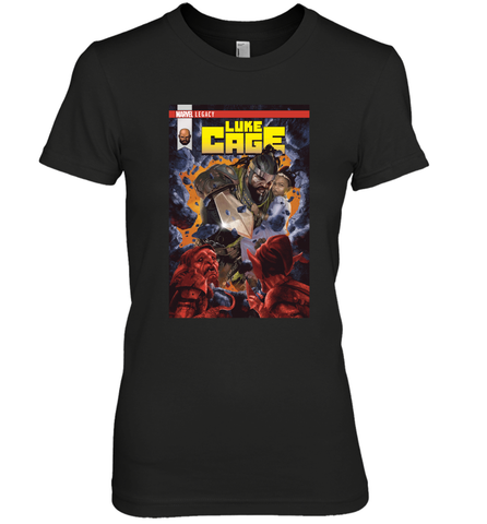 Marvel Luke Cage Power Man In Shining Armor Women's Premium T-Shirt Women's Premium T-Shirt / Black / XS Women's Premium T-Shirt - skytshirtshop