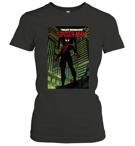 Marvel Miles Morales_ Spider Man Comic Cover Women's T-Shirt Women's T-Shirt / Black / S Women's T-Shirt - skytshirtshop