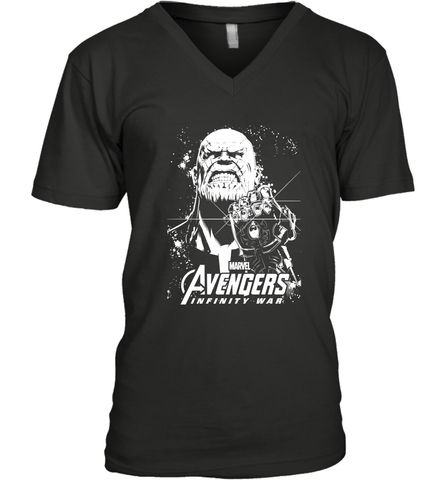 Marvel Infinity War Thanos Unicolor Stamp Men's V-Neck Men's V-Neck / Black / S Men's V-Neck - skytshirtshop