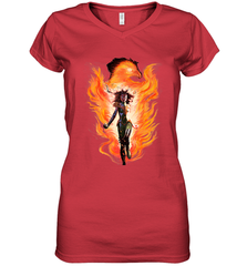 Marvel X Men Rise Of The Dark Phoenix Flames Women's V-Neck T-Shirt Women's V-Neck T-Shirt - skytshirtshop