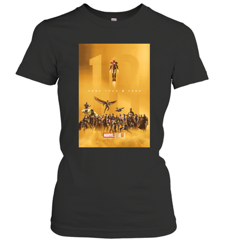 Marvel Studios 10 Years of Heroes Poster Women's T-Shirt Women's T-Shirt / Black / S Women's T-Shirt - skytshirtshop