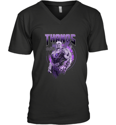 Marvel Infinity War Thanos Purple Distressed Men's V-Neck