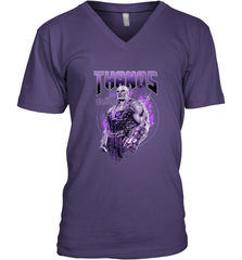 Marvel Infinity War Thanos Purple Distressed Men's V-Neck Men's V-Neck - skytshirtshop