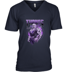 Marvel Infinity War Thanos Purple Distressed Men's V-Neck