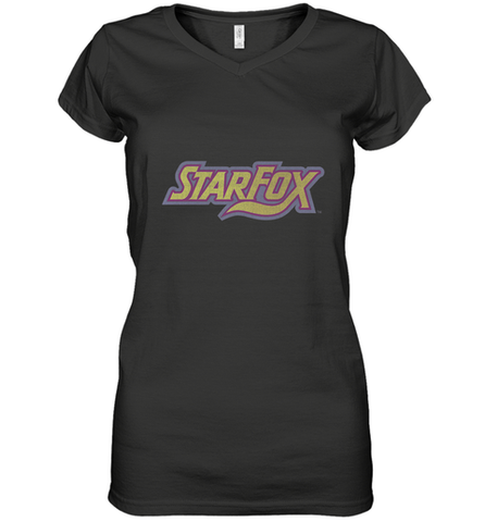 Star fox Vintage Distressed Game Logo Women's V-Neck T-Shirt Women's V-Neck T-Shirt / Black / S Women's V-Neck T-Shirt - skytshirtshop