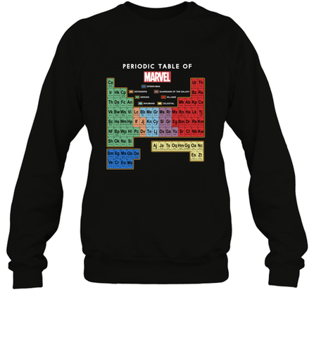 Marvel Ultimate Periodic Table Of Elements Crewneck Sweatshirt Crewneck Sweatshirt / Black / S Crewneck Sweatshirt - skytshirtshop
