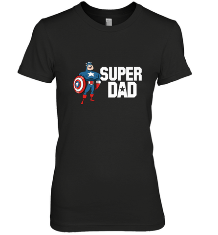 Marvel Father's Day Captain America Super Dad Portrait Women's Premium T-Shirt Women's Premium T-Shirt / Black / XS Women's Premium T-Shirt - skytshirtshop