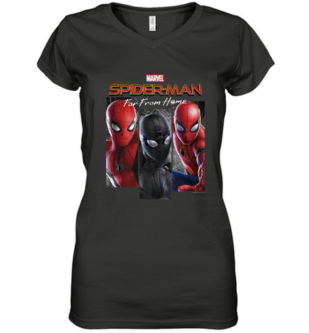 Marvel Spider Man Far From Home Suit Panel Logo Women's V-Neck T-Shirt Women's V-Neck T-Shirt / Black / S Women's V-Neck T-Shirt - skytshirtshop