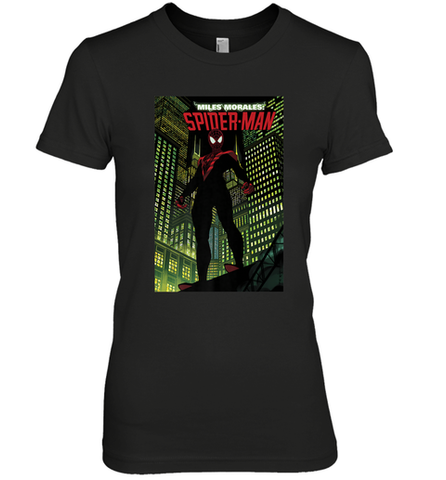 Marvel Miles Morales_ Spider Man Comic Cover Women's Premium T-Shirt Women's Premium T-Shirt / Black / XS Women's Premium T-Shirt - skytshirtshop