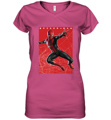 Marvel Spider Man Far From Home Web Swinging Poster Women's V-Neck T-Shirt Women's V-Neck T-Shirt - skytshirtshop