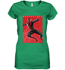 Marvel Spider Man Far From Home Web Swinging Poster Women's V-Neck T-Shirt Women's V-Neck T-Shirt - skytshirtshop