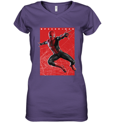 Marvel Spider Man Far From Home Web Swinging Poster Women's V-Neck T-Shirt Women's V-Neck T-Shirt - skytshirtshop