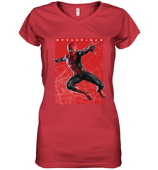 Marvel Spider Man Far From Home Web Swinging Poster Women's V-Neck T-Shirt Women's V-Neck T-Shirt - skytshirtshop