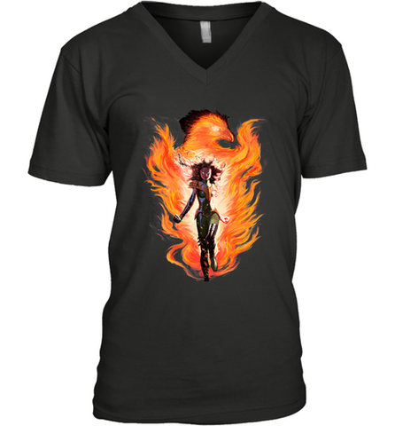 Marvel X Men Rise Of The Dark Phoenix Flames Men's V-Neck Men's V-Neck / Black / S Men's V-Neck - skytshirtshop