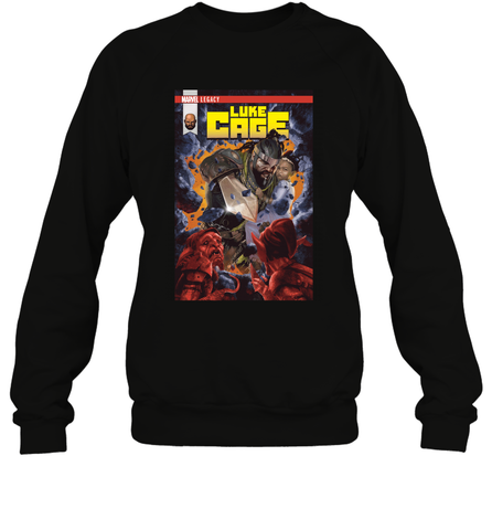 Marvel Luke Cage Power Man In Shining Armor Crewneck Sweatshirt Crewneck Sweatshirt / Black / S Crewneck Sweatshirt - skytshirtshop