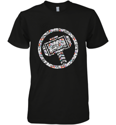 Marvel Avengers Thor Floral Hammer Symbol Men's Premium T-Shirt