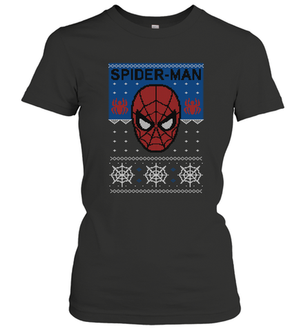 Marvel Spider Man Mask Christmas Sweater Women's T-Shirt Women's T-Shirt / Black / S Women's T-Shirt - skytshirtshop