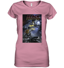 Marvel Comixology Black Widow Madame Of Masque Comic Cover Women's V-Neck T-Shirt Women's V-Neck T-Shirt - skytshirtshop