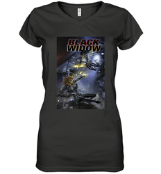 Marvel Comixology Black Widow Madame Of Masque Comic Cover Women's V-Neck T-Shirt