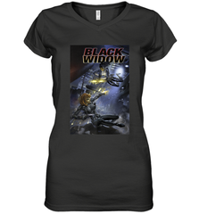 Marvel Comixology Black Widow Madame Of Masque Comic Cover Women's V-Neck T-Shirt Women's V-Neck T-Shirt - skytshirtshop