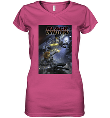 Marvel Comixology Black Widow Madame Of Masque Comic Cover Women's V-Neck T-Shirt Women's V-Neck T-Shirt - skytshirtshop