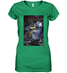 Marvel Comixology Black Widow Madame Of Masque Comic Cover Women's V-Neck T-Shirt Women's V-Neck T-Shirt - skytshirtshop