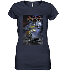 Marvel Comixology Black Widow Madame Of Masque Comic Cover Women's V-Neck T-Shirt
