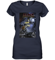 Marvel Comixology Black Widow Madame Of Masque Comic Cover Women's V-Neck T-Shirt Women's V-Neck T-Shirt - skytshirtshop