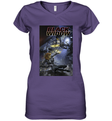 Marvel Comixology Black Widow Madame Of Masque Comic Cover Women's V-Neck T-Shirt Women's V-Neck T-Shirt - skytshirtshop