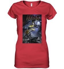 Marvel Comixology Black Widow Madame Of Masque Comic Cover Women's V-Neck T-Shirt Women's V-Neck T-Shirt - skytshirtshop