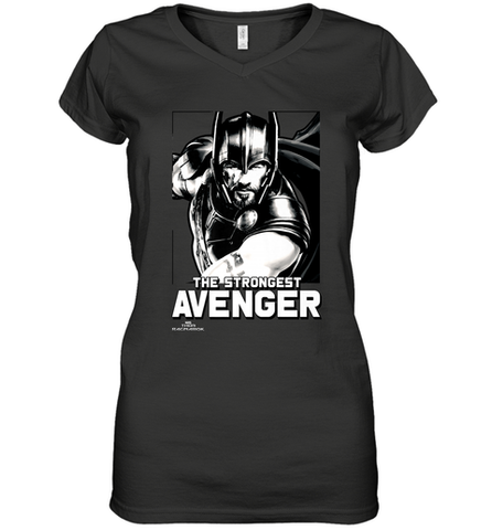Marvel Thor Ragnarok The Strongest Avenger Women's V-Neck T-Shirt Women's V-Neck T-Shirt / Black / S Women's V-Neck T-Shirt - skytshirtshop