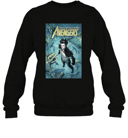 Marvel Namor Avengers Comic Cover Crewneck Sweatshirt Crewneck Sweatshirt / Black / S Crewneck Sweatshirt - skytshirtshop