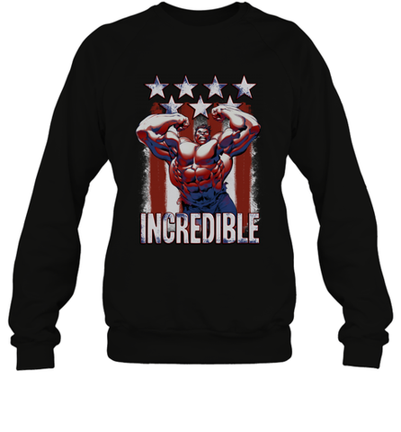 Marvel Hulk Incredible Stars and Stripes Crewneck Sweatshirt Crewneck Sweatshirt / Black / S Crewneck Sweatshirt - skytshirtshop