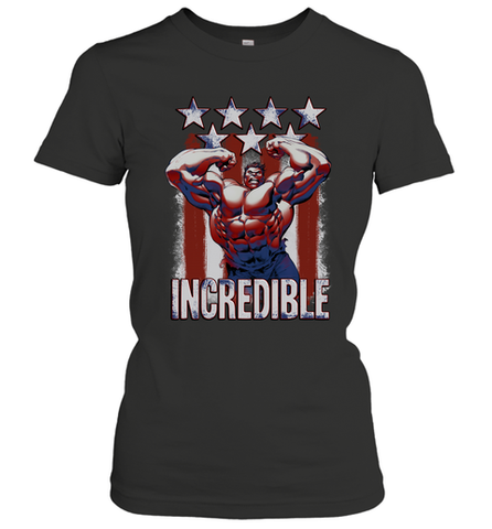 Marvel Hulk Incredible Stars and Stripes Women's T-Shirt Women's T-Shirt / Black / S Women's T-Shirt - skytshirtshop